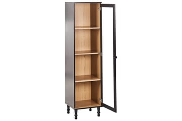 Vitrinskåp Tingledale Svart, ljust trä, 40x38x150 cm - Svart, ljust trä, 40x38x150 cm - Möbler - TV- & Mediamöbler - Mediastativ & väggfäste - Tv-stativ & Tv-väggfäste