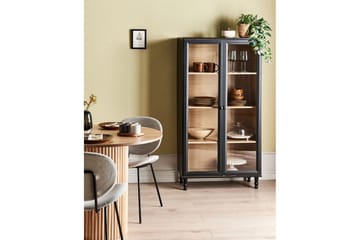 Vitrinskåp Tingledale Svart, ljust trä, 80x40x151 cm - Svart, ljust trä, 80x40x151 cm - Möbler - TV- & Mediamöbler - Mediastativ & väggfäste - Tv-stativ & Tv-väggfäste