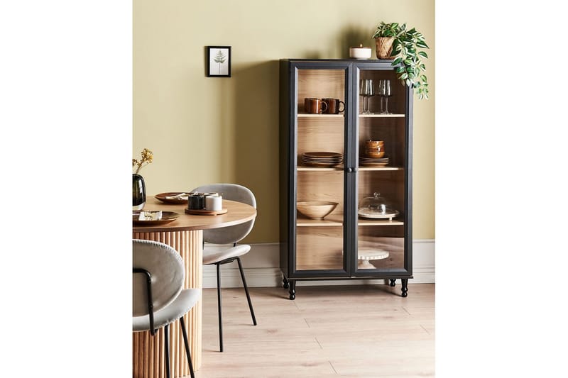 Vitrinskåp Tingledale Svart, ljust trä, 80x40x151 cm - Svart, ljust trä, 80x40x151 cm - Möbler - TV- & Mediamöbler - Mediastativ & väggfäste - Tv-stativ & Tv-väggfäste