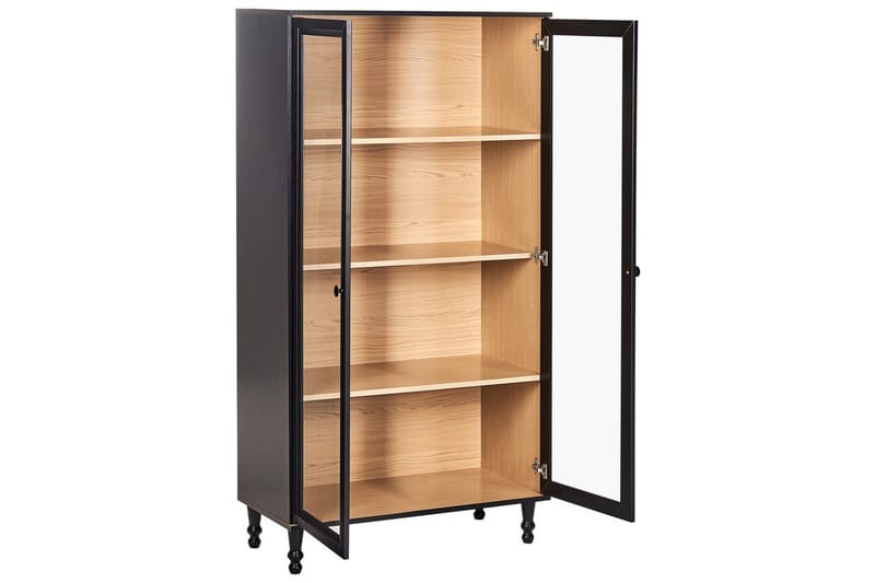 Vitrinskåp Tingledale Svart, ljust trä, 80x40x151 cm - Svart, ljust trä, 80x40x151 cm - Möbler - TV- & Mediamöbler - Mediastativ & väggfäste - Tv-stativ & Tv-väggfäste