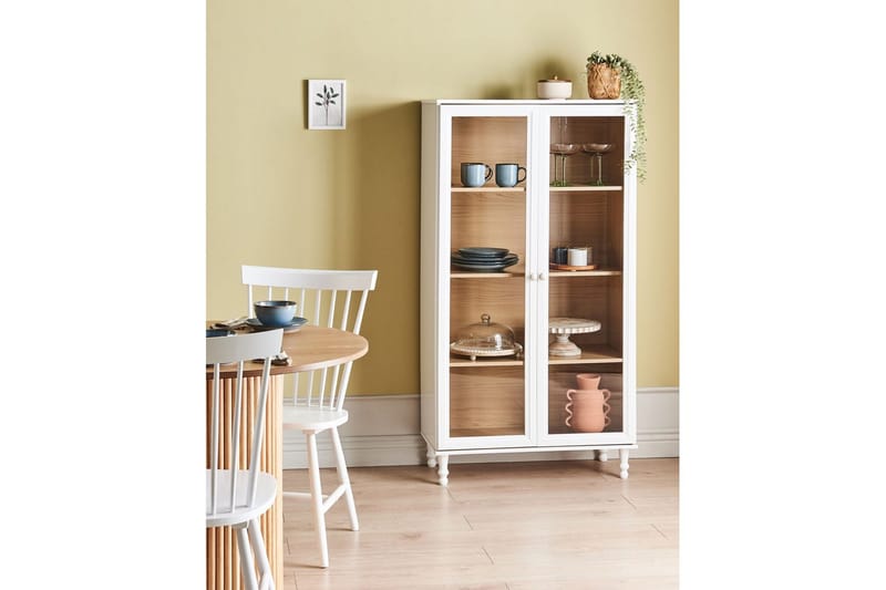 Vitrinskåp Tingledale Vit, ljust trä, 80x40x151 cm - Vit, ljust trä, 80x40x151 cm - Möbler - TV- & Mediamöbler - Mediastativ & väggfäste - Tv-stativ & Tv-väggfäste