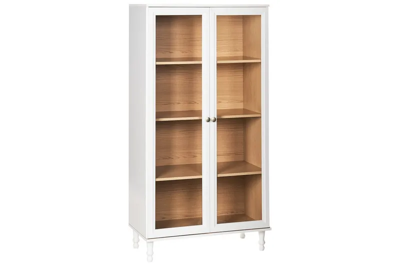 Vitrinskåp Tingledale Vit, ljust trä, 80x40x151 cm, Vit, ljust trä, 80x40x151 cm