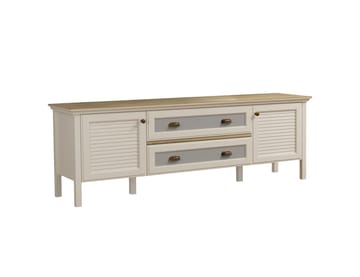 Vopira TV-bänk 180 cm - Crème, ek, grå - Möbler - TV- & Mediamöbler - Mediastativ & väggfäste - Tv-stativ & Tv-väggfäste