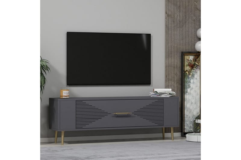 Vornis Tv-bänk 120 cm - Antracit/Guld - Möbler - TV- & Mediamöbler - TV bänk & mediabänk