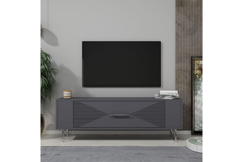 Vornis Tv-bänk 120 cm - Antracit/Silver - Möbler - TV- & Mediamöbler - TV bänk & mediabänk