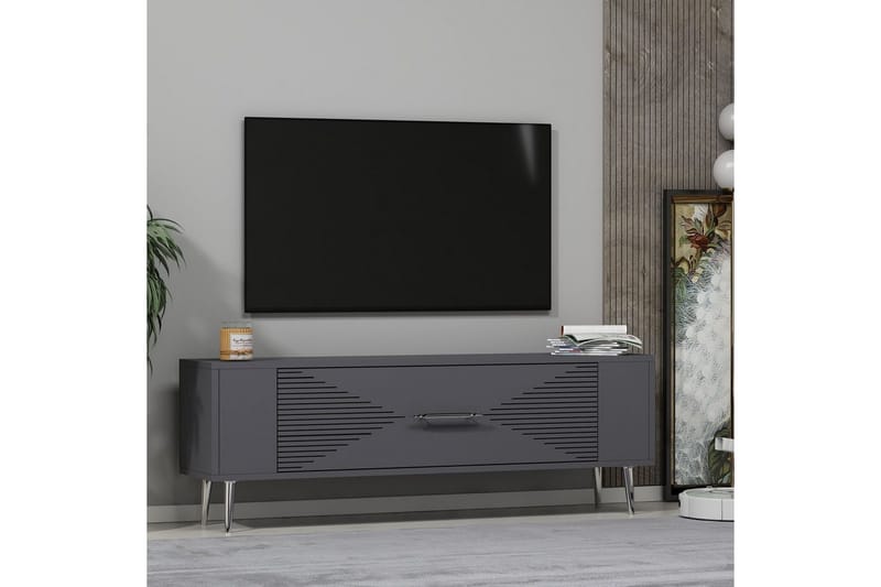 Vornis Tv-bänk 120 cm - Antracit/Silver - Möbler - TV- & Mediamöbler - TV bänk & mediabänk