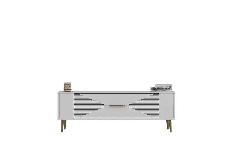 Vornis Tv-bänk 120 cm, Vit/Guld