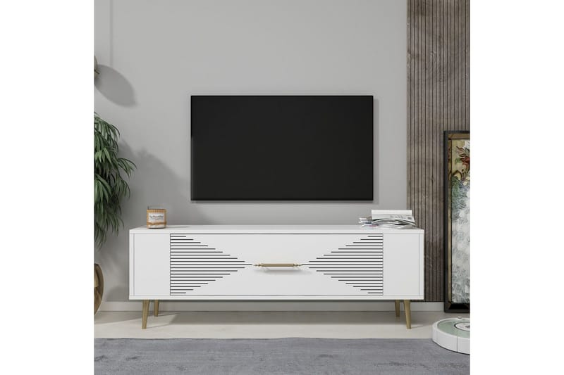 Vornis Tv-bänk 120 cm - Vit/Guld - Möbler - TV- & Mediamöbler - TV bänk & mediabänk