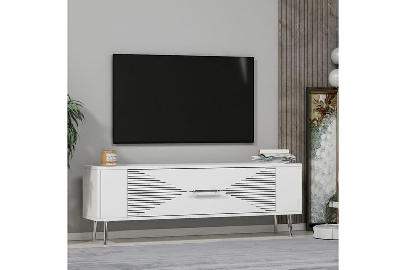 Vornis Tv-bänk 120 cm - Vit/Silver - Möbler - TV- & Mediamöbler - TV bänk & mediabänk