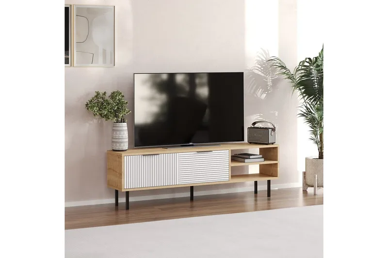 Wenus Tv-bänk 150 cm - Ek/Vit - Möbler - TV- & Mediamöbler - TV bänk & mediabänk