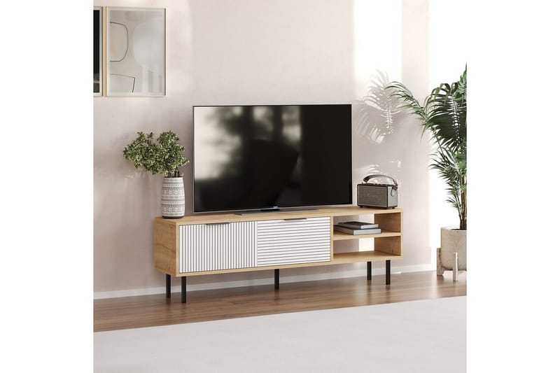 Wenus Tv-bänk 150 cm - Ek/Vit - Möbler - TV- & Mediamöbler - TV bänk & mediabänk