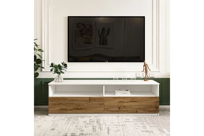Zylen Tv-bänk 144 cm - Vit/Natur - Möbler - TV- & Mediamöbler - TV bänk & mediabänk