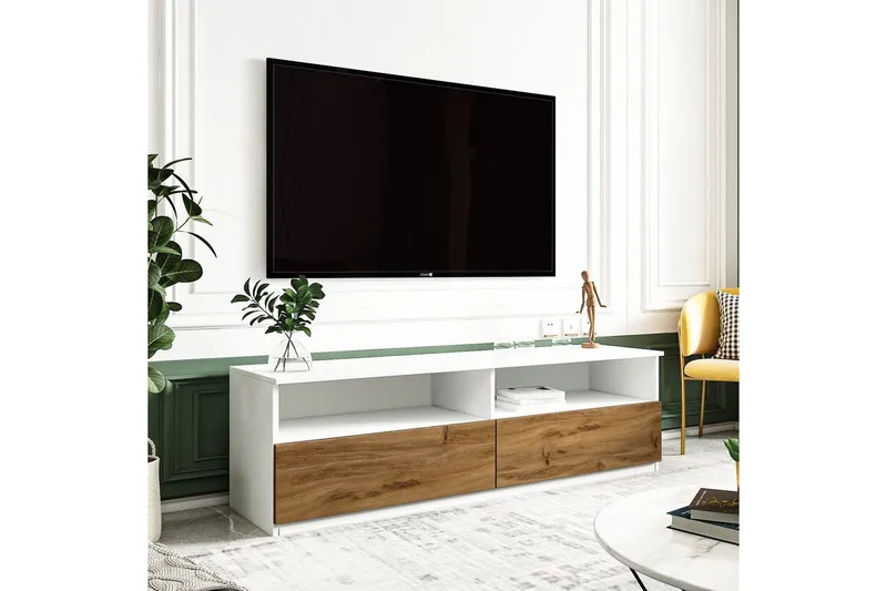 Zylen Tv-bänk 144 cm - Vit/Natur - Möbler - TV- & Mediamöbler - TV bänk & mediabänk