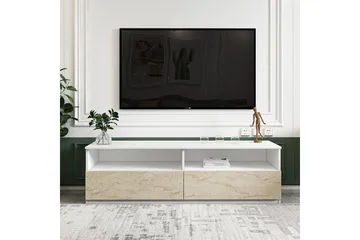 Zylen Tv-bänk 144 cm - Vit/Travertine - Möbler - TV- & Mediamöbler - TV bänk & mediabänk