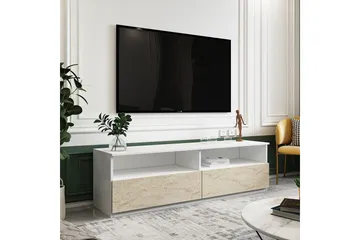 Zylen Tv-bänk 144 cm - Vit/Travertine - Möbler - TV- & Mediamöbler - TV bänk & mediabänk