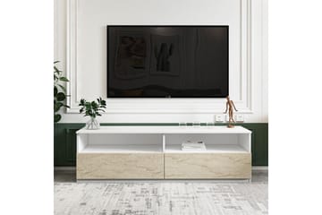 Zylen Tv-bänk 144 cm - Vit/Travertine - Möbler - TV- & Mediamöbler - TV bänk & mediabänk