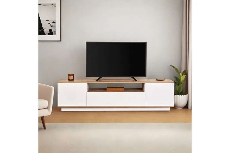 Meni Tv-bänk 180 cm - Natur/Vit - Möbler - TV- & Mediamöbler - TV bänk & mediabänk