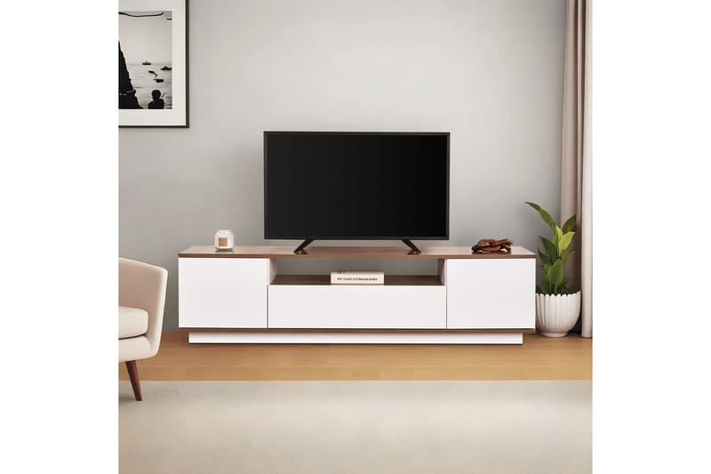 Meni Tv-bänk 180 cm - Vit/Brun - Möbler - TV- & Mediamöbler - TV bänk & mediabänk