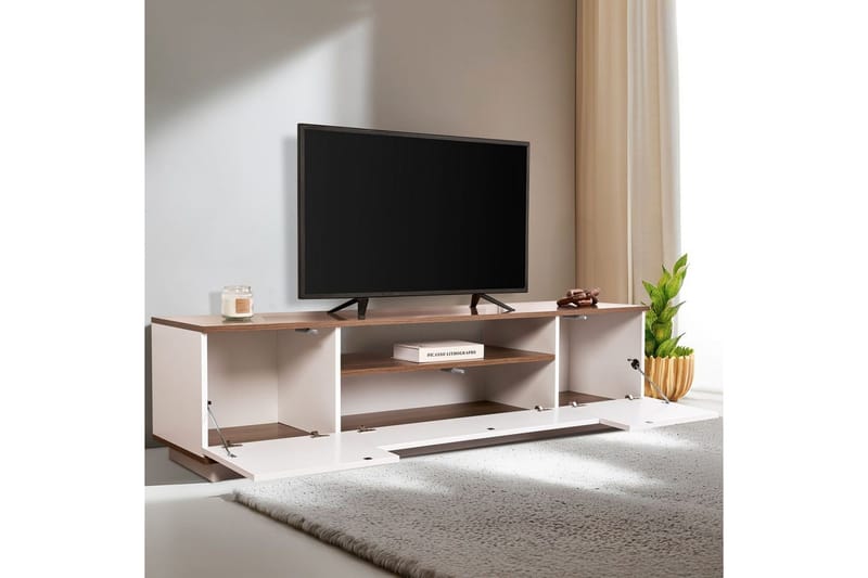 Meni Tv-bänk 180 cm - Vit/Brun - Möbler - TV- & Mediamöbler - TV bänk & mediabänk