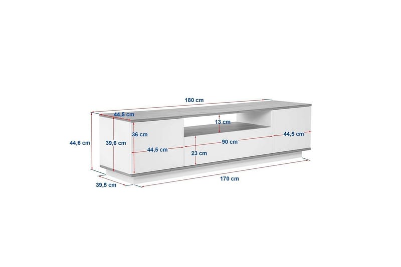 Meni Tv-bänk 180 cm - Vit/Brun - Möbler - TV- & Mediamöbler - TV bänk & mediabänk