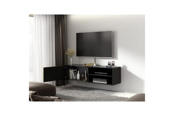 Meorati Vägghängd TV-bänk 150 cm med Förvaring i Ek - Svart - Möbler - TV- & Mediamöbler - TV bänk & mediabänk