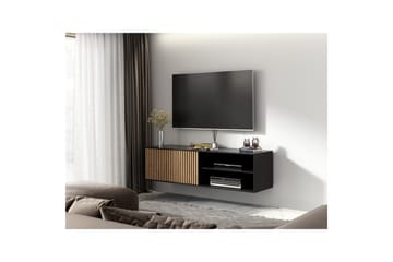 Meorati Vägghängd TV-bänk 150 cm med Förvaring i Ek - Svart - Möbler - TV- & Mediamöbler - TV bänk & mediabänk