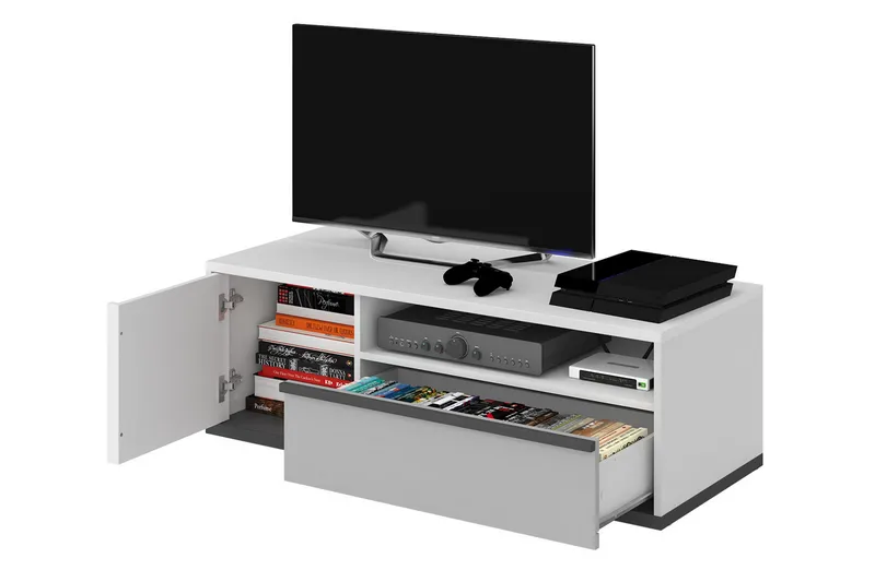 Metropolitan Tv-bänk 120x50 cm - Vit/Ljusgrå/Svart - Möbler - TV- & Mediamöbler - TV bänk & mediabänk