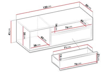 Metropolitan Tv-bänk 120x50 cm - Vit/Ljusgrå/Svart - Möbler - TV- & Mediamöbler - TV bänk & mediabänk