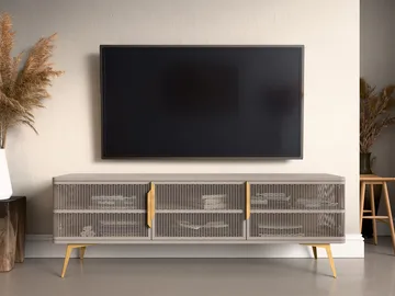 Mireva Tv-bänk 180 cm - beige, guld - Möbler - TV- & Mediamöbler - TV bänk & mediabänk