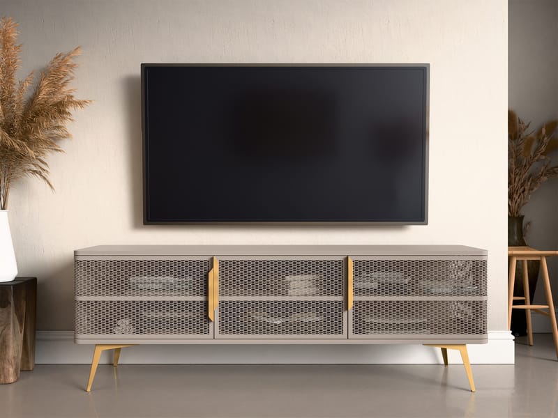 Mireva Tv-bänk 180 cm - beige, guld - Möbler - TV- & Mediamöbler - TV bänk & mediabänk