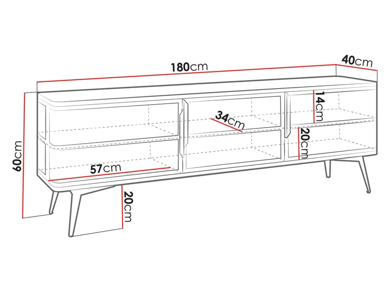 Mireva Tv-bänk 180 cm - svart, guld - Möbler - TV- & Mediamöbler - TV bänk & mediabänk