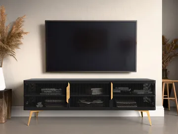 Mireva Tv-bänk 180 cm - svart, guld - Möbler - TV- & Mediamöbler - TV bänk & mediabänk