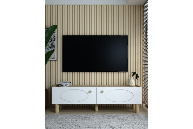 Mittopuri Tv-bänk 153,6 cm - Taupe/Vit - Möbler - TV- & Mediamöbler - TV bänk & mediabänk