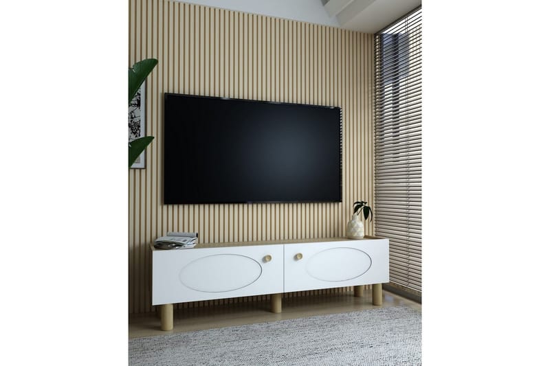 Mittopuri Tv-bänk 153,6 cm - Taupe/Vit - Möbler - TV- & Mediamöbler - TV bänk & mediabänk