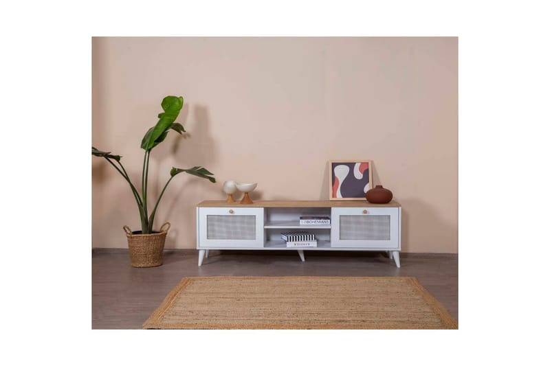 Mjudi Tv-bänk 55 cm - Ljusbrun/Vit - Möbler - TV- & Mediamöbler - TV bänk & mediabänk