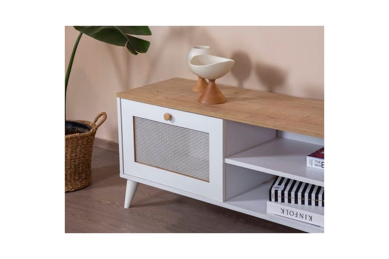 Mjudi Tv-bänk 55 cm - Ljusbrun/Vit - Möbler - TV- & Mediamöbler - TV bänk & mediabänk