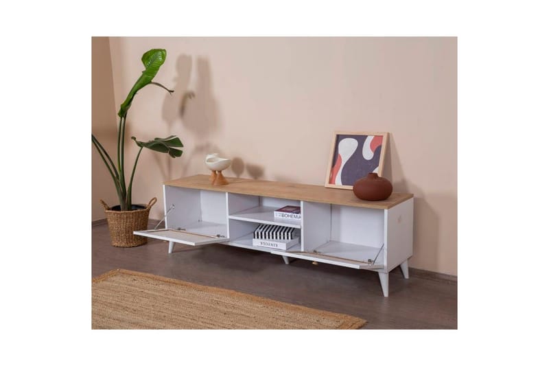 Mjudi Tv-bänk 55 cm - Ljusbrun/Vit - Möbler - TV- & Mediamöbler - TV bänk & mediabänk