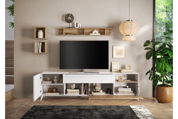 Monaco Tv-bänk 241x42 cm - Vit/Brun - Möbler - TV- & Mediamöbler - TV bänk & mediabänk