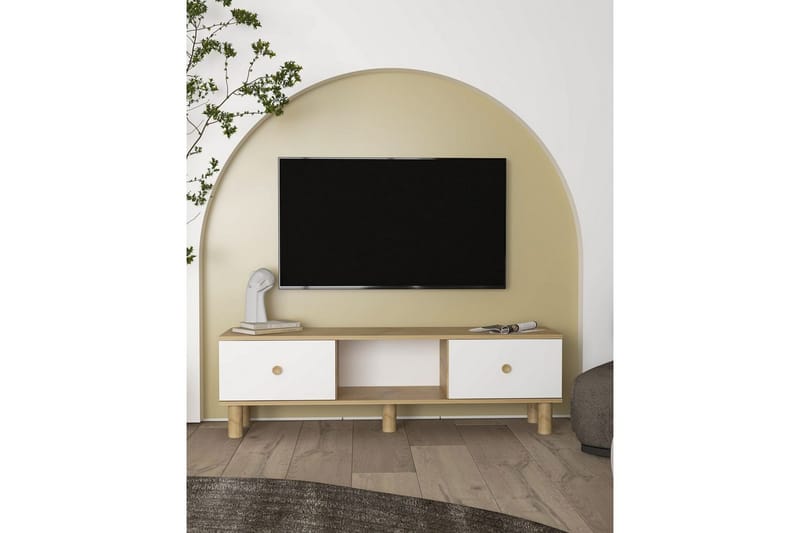 Mono Tv-bänk 150 cm - Rödfärgat trä/Vit - Möbler - TV- & Mediamöbler - TV bänk & mediabänk