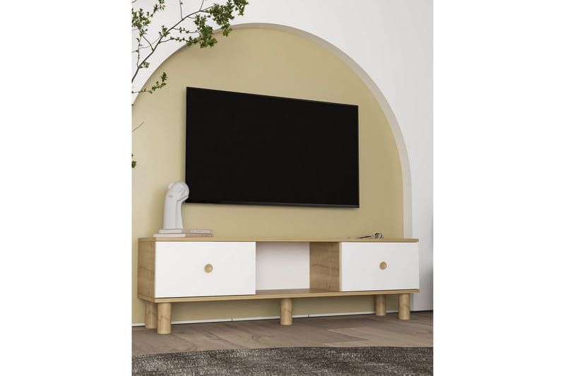 Mono Tv-bänk 150 cm - Rödfärgat trä/Vit - Möbler - TV- & Mediamöbler - TV bänk & mediabänk