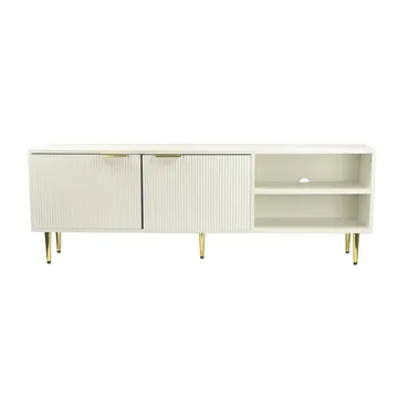 Morela TV-bänk 150 cm - Vit med guldfärgade detaljer - Möbler - TV- & Mediamöbler - TV bänk & mediabänk