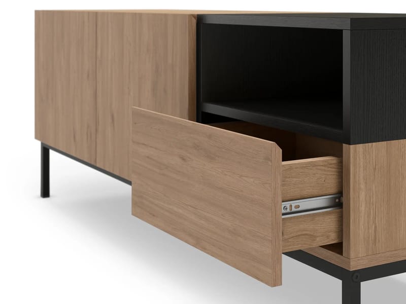 Morlen Tv-Bänk 140 cm - Naturlig ek, Wood Black, svart - Möbler - TV- & Mediamöbler - TV bänk & mediabänk