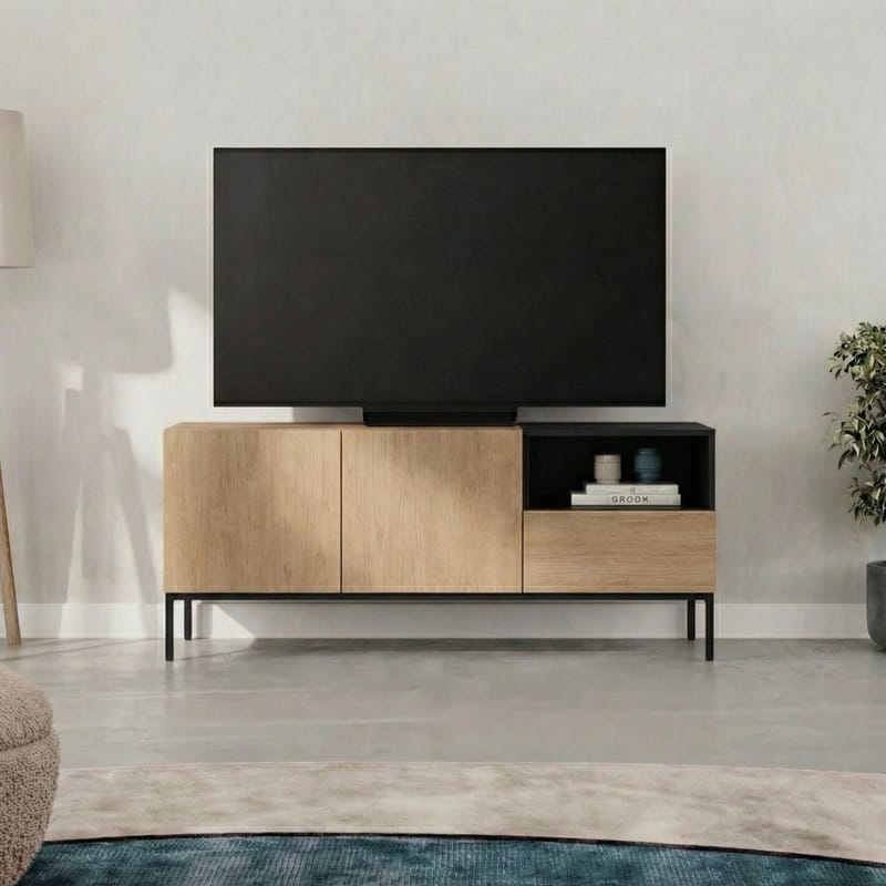 Morlen Tv-Bänk 140 cm - Naturlig ek, Wood Black, svart - Möbler - TV- & Mediamöbler - TV bänk & mediabänk