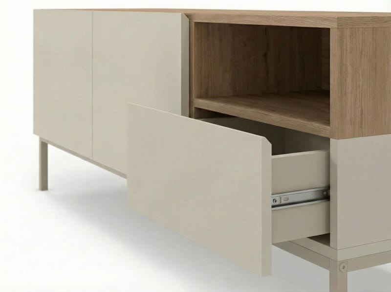 Morlen Tv-Bänk 140 cm - Santstone och naturlig ek - Möbler - TV- & Mediamöbler - TV bänk & mediabänk