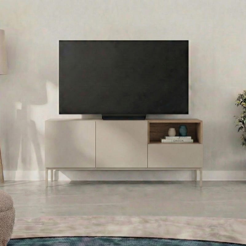 Morlen Tv-Bänk 140 cm - Santstone och naturlig ek - Möbler - TV- & Mediamöbler - TV bänk & mediabänk