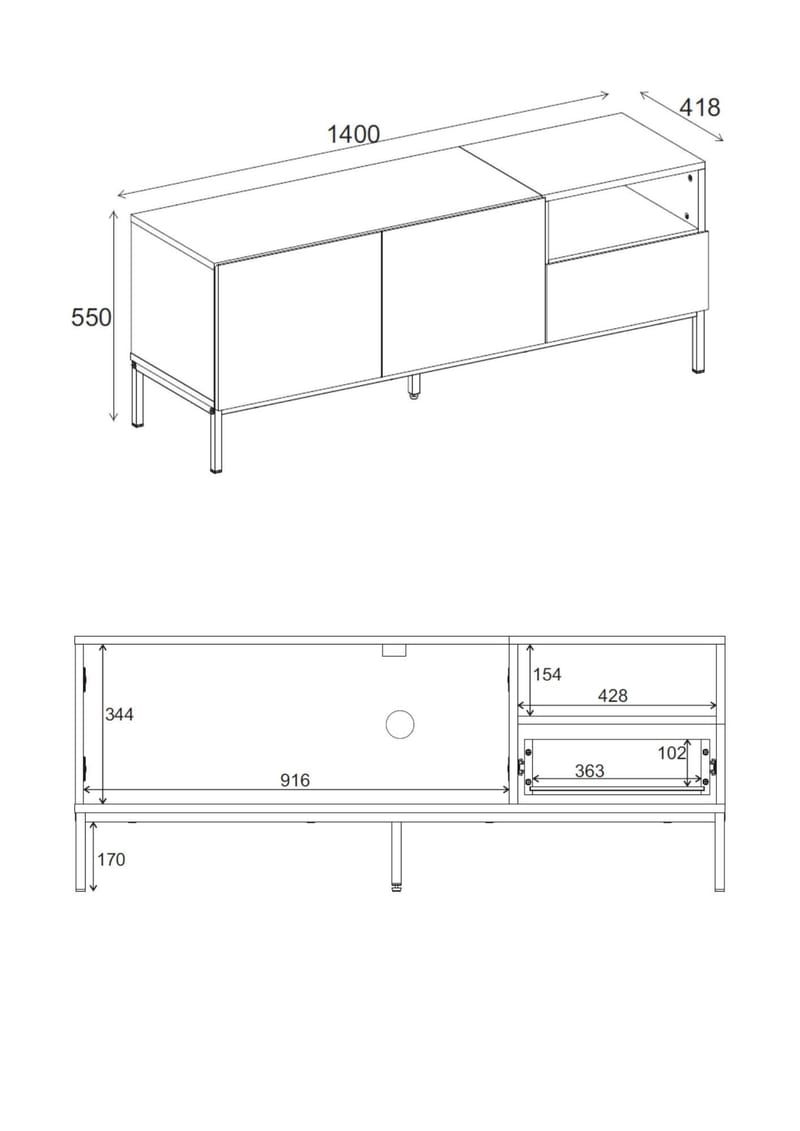 Morlen Tv-Bänk 140 cm - Santstone och naturlig ek - Möbler - TV- & Mediamöbler - TV bänk & mediabänk