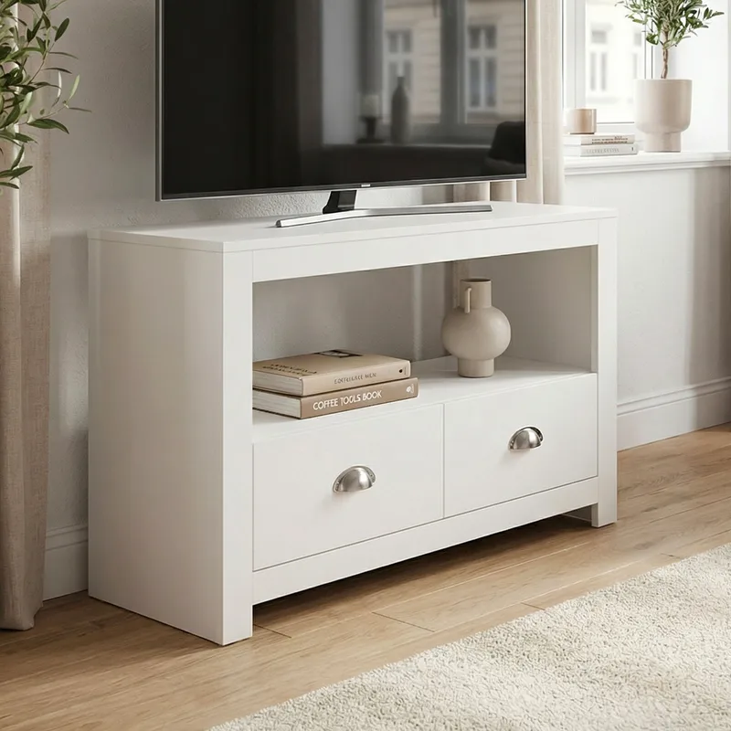 Morova TV-bänk 85 cm - Vit och silver - Möbler - TV- & Mediamöbler - TV bänk & mediabänk