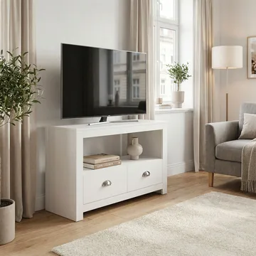 Morova TV-bänk 85 cm - Vit och silver - Möbler - TV- & Mediamöbler - TV bänk & mediabänk