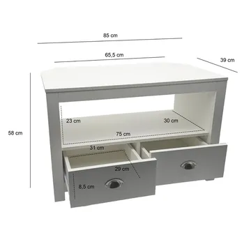 Morova TV-bänk 85 cm - Vit och silver - Möbler - TV- & Mediamöbler - TV bänk & mediabänk