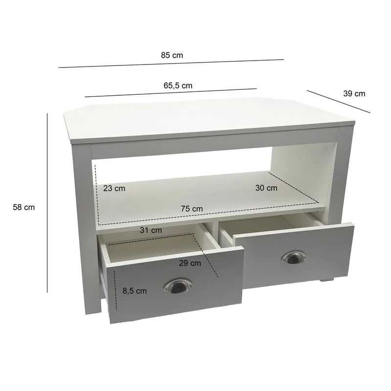 Morova TV-bänk 85 cm - Vit och silver - Möbler - TV- & Mediamöbler - TV bänk & mediabänk